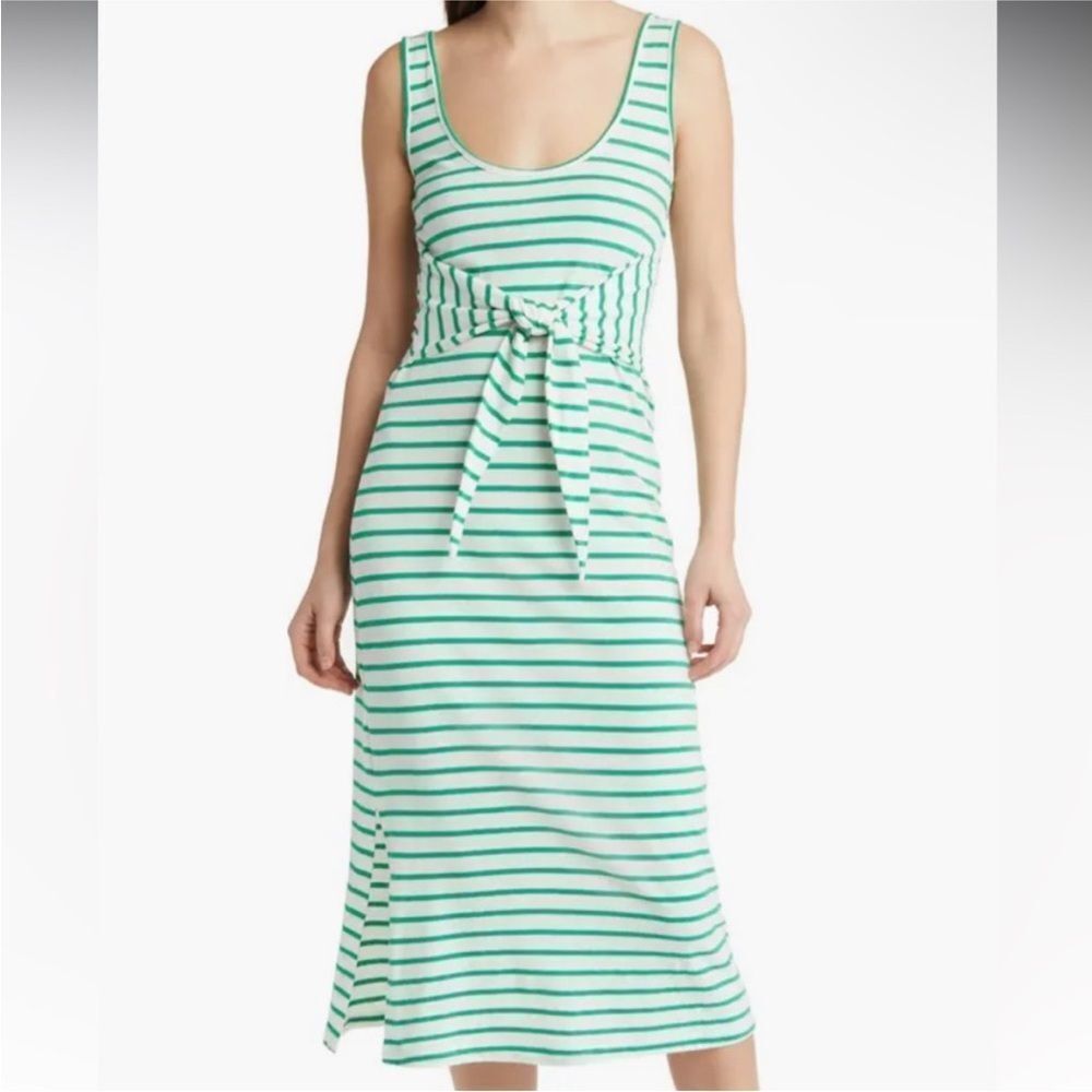 RAILS | Meg Sailor Green Striped Sleeveless Midi Tie Front Dress Women’s Size S